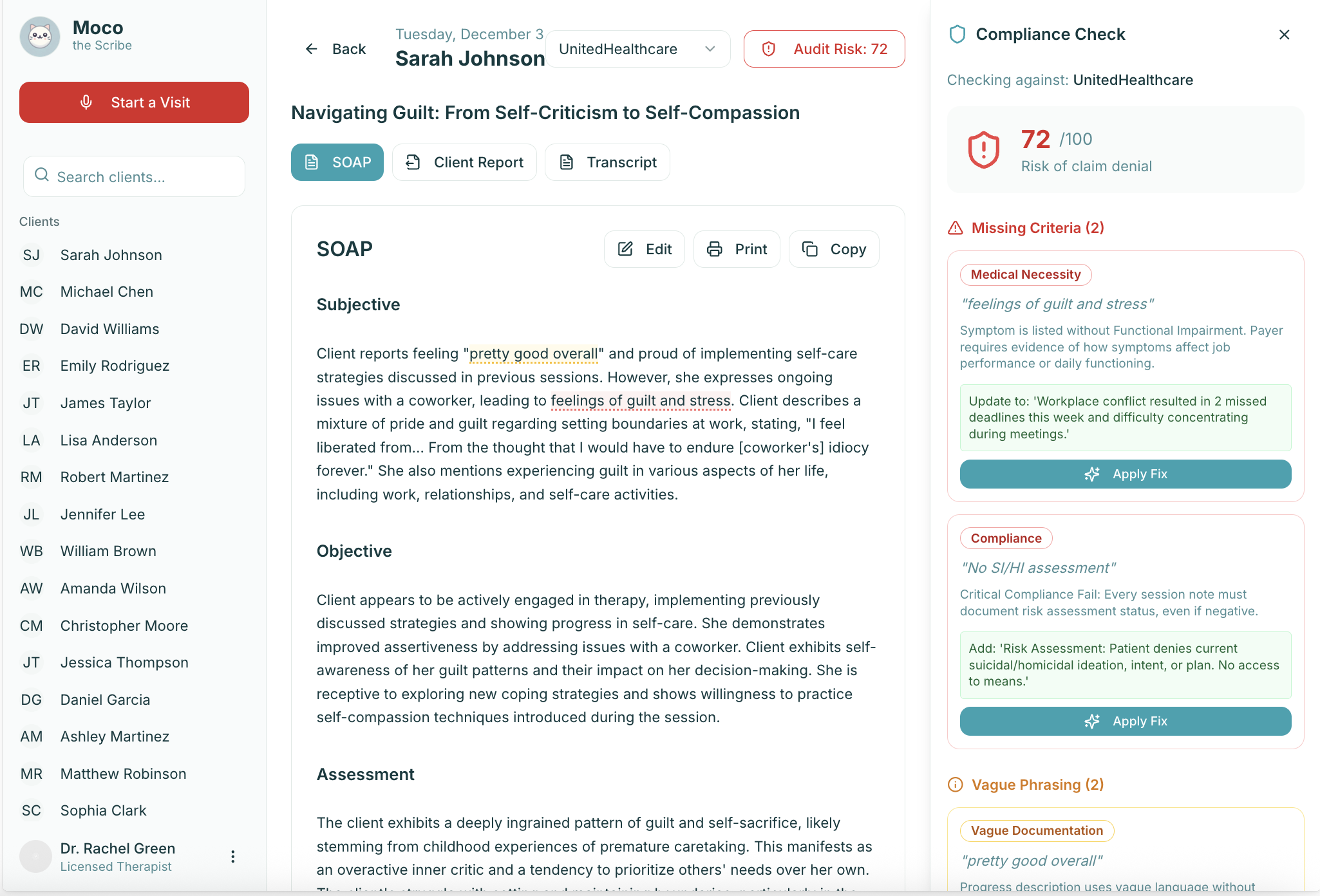 Clinical Risk Shield screenshot